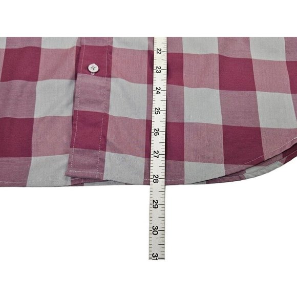 Twillory Tailored Fit Pink Gray Plaid Check Button Up Dress Shirt Men's Medium - Picture 12 of 12